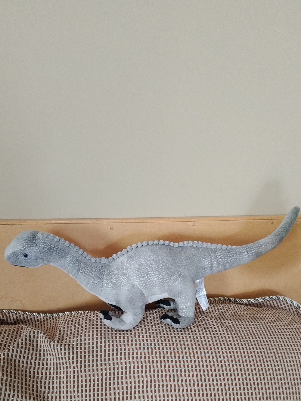 24 Inch long Gray Plush Dinosaur Accent